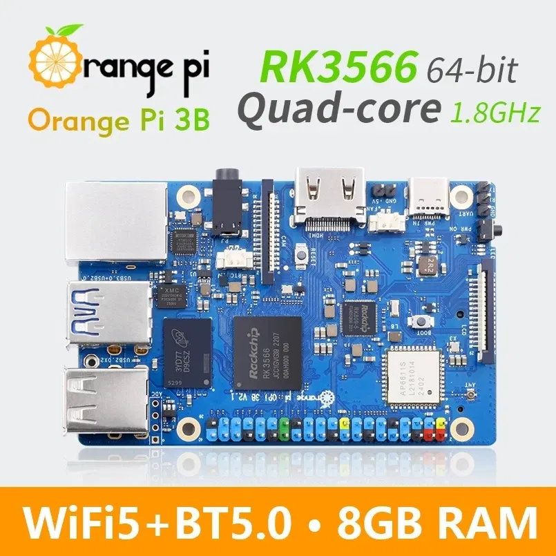 Bundle: Bundle 2, Color: Beige - Orange Pi 3B 8GB 4GB 2GB RAM Rockchip RK3566 WiFi5+BT 5.0 Gigabit LAN Port Single Board Run Android Linux OpenHarmony OS Mini PC