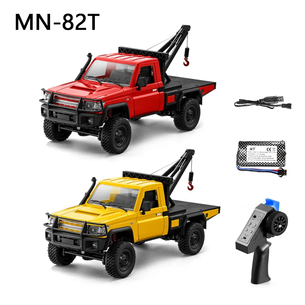 Color: black - MN82T RC Crawler 1/12 2.4G 4WD Remote Control Off-road Pickup Simulation Crane Vehicle Electric Climbing Car Model Toys for Kids