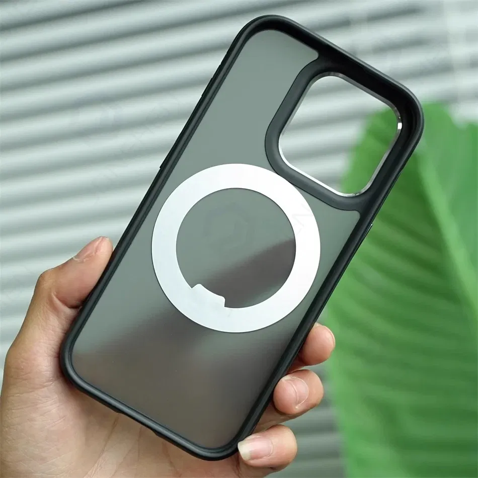 Color: black, Material: Plastic - 360?° Rotation Ring Stand Magnetic Case For iPhone 13 14 15 16 17 Pro Max 16E Matte Military Shockproof Armor Cover For Magsafe
