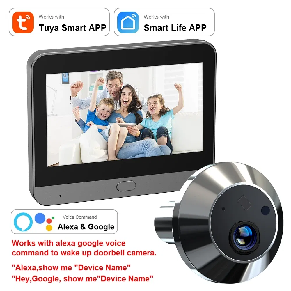Color: Other, Ships From: CHINA - New! Mini Smart Life Tuya 3MP 140?° Wide View Angle 2.4Ghz WiFi Magic Door Peephole Eye PIR Camera Digital Door Viewer Battery