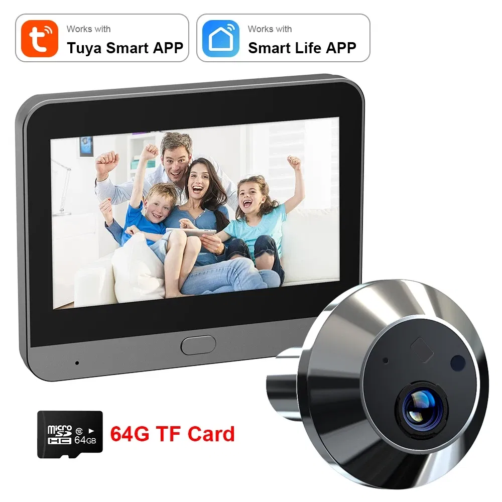 Color: Other, Ships From: CHINA - New! Mini Smart Life Tuya 3MP 140?° Wide View Angle 2.4Ghz WiFi Magic Door Peephole Eye PIR Camera Digital Door Viewer Battery
