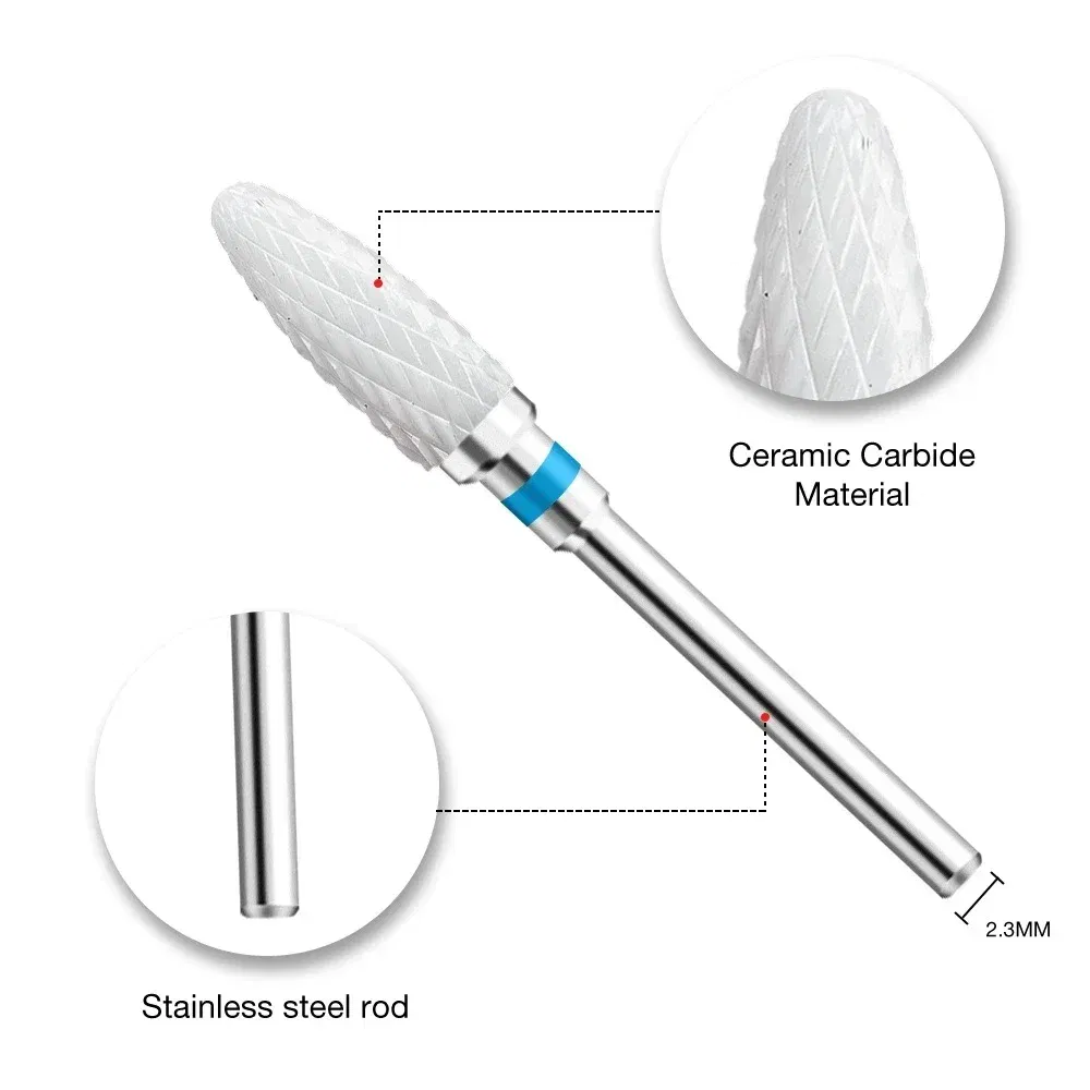 Color: DEEP BLUE - Ceramic Carbide Nail Drill Bit Rotate Burr Milling Nail Cutter Bits Electric Drill Machine For Manicure Pedicure Tools