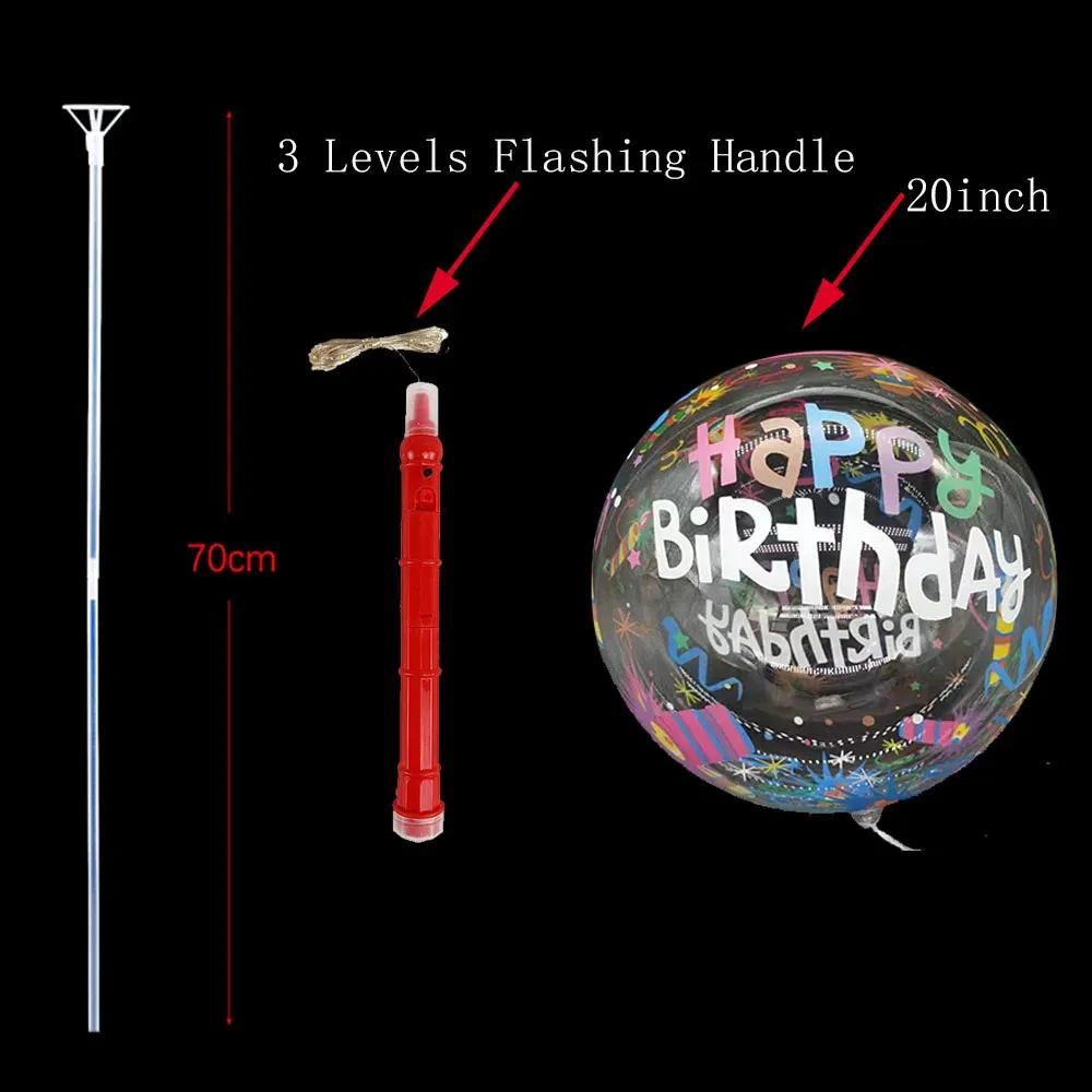 Color: Deep Sapphire, Ballon Size: 10inch, Shape: N - 1/5/10/20/30pcs LED Light Up BoBo Balloons Colorful 3 Levels Flashing Handle 20 Inches Bubble Balloon 70cm Stick