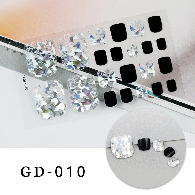 Color: Creamy White - Colorful Nail Stickers Foot Shiny Glitter Nails  Charms Full Cover Self-Adhesive Nail Polish Stickers for Nails Art