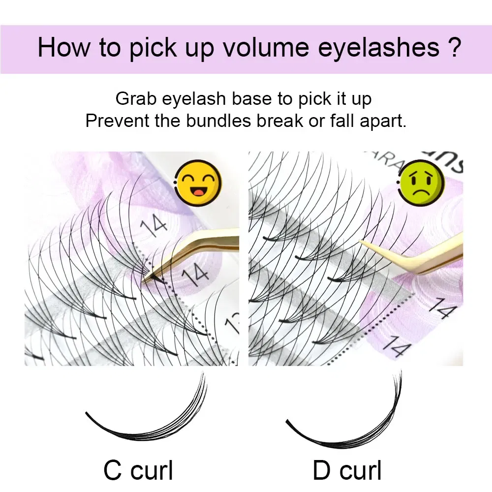 Color: Brushed Brass, Curl: C, Thickness: 0.07mm, Length: MIX - NAGARAKU Sharp Narrow Stem Premade Fans Eyelash Extension 5D 6D 10D Thin Pointy Base Russian Fans Ready Russian Volume