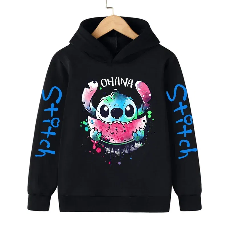 Color: PURPLE, Size: M - New in Cool Stitch Hoodie Children Cartoon Clothes Kid Girl Boy Lilo and Stitch Sweatshirt Manga Hoody Baby Casual Top