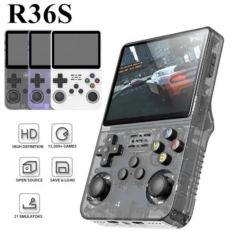 Color: Light Yellow - R36S Retro Handheld Video Game Console Linux System 3.5 Inch IPS Screen Portable Pocket Video Player 128GB Games Boy Gift