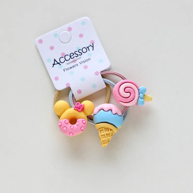 Color: Lavender - 3PCS New Cute Cartoon Rainbows Princess Headwear Kids Elastic Hair Bands Children Tie Girls Accessories Baby Headdress
