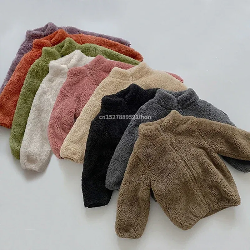 Color: Brown, Kid Size: 24M - Kids Winter Coats 2024 New Children Outerwear Boy Warm Fleece Jacket Baby Girls Jackets for Autumn Spring Children Clothing