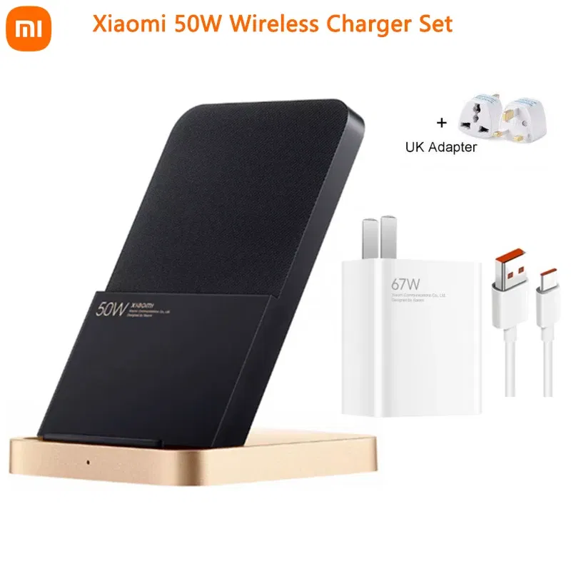 Color: silver, Ships From: CHINA - Top 50W Wireless Charger Set With 67W Charger 6A Cable Vertical Air Cooling Fast Charging For Xiaomi 10/11/12 Pro For iPhone