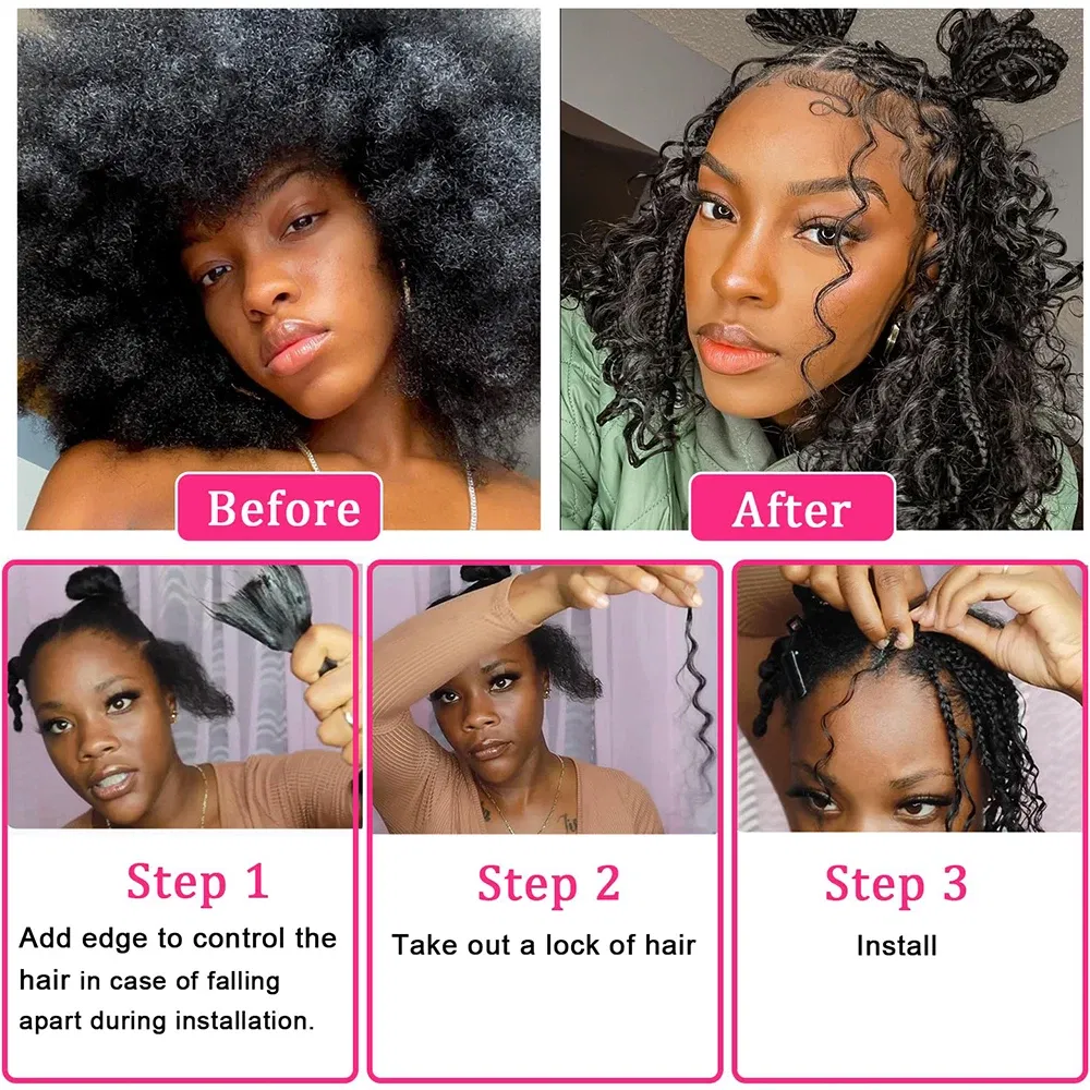 Color: 4/27HL, Material Grade: virgin hair, Longest Hair Proportion: 30%-55%, Stretched Length: 20inches, Bulk Buy: 3Pcs/Lot - NABI Deep Wave Boho Braiding Hair Bulk 16inches No Weft Human Hair Extension Curly Hair Bundles for Boho Braids