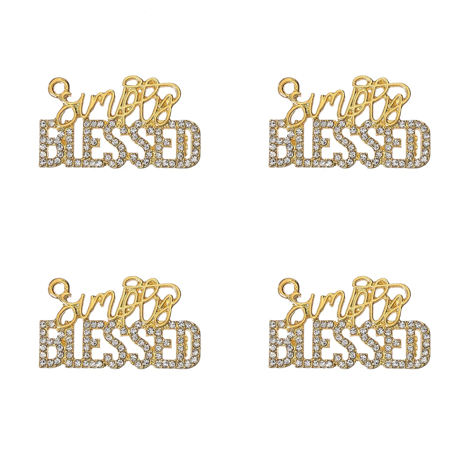 Metal color: Gold-color, Ships From: CHINA - 10pcs Rhinestone BLESSD Letter Charms for DIY Bracelet Bangle Making LTC0419-LTC0422
