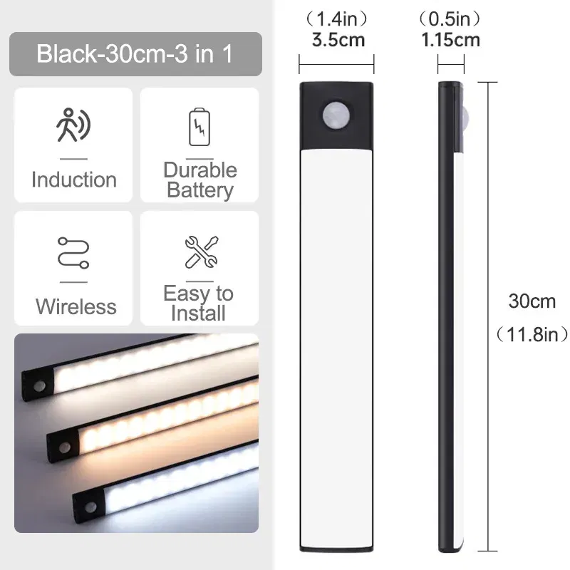 Emitting Color: LIGHT BLUE - Under Cabinet Lights LED Motion Sensor Night Light Thin Rechargeable Dimmable Lamps Kitchen Cabinet Bedroom Wardrobe Lighting