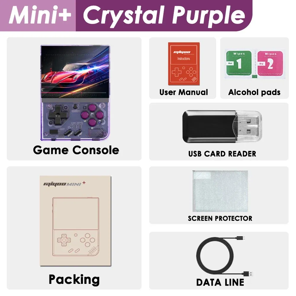 Color: Gold, Bundle: Bundle 2 - MIYOO Mini Plus Portable Retro Handheld Game Console V2 Mini+ IPS Screen Classic Video Game Console Linux System Children's Gift