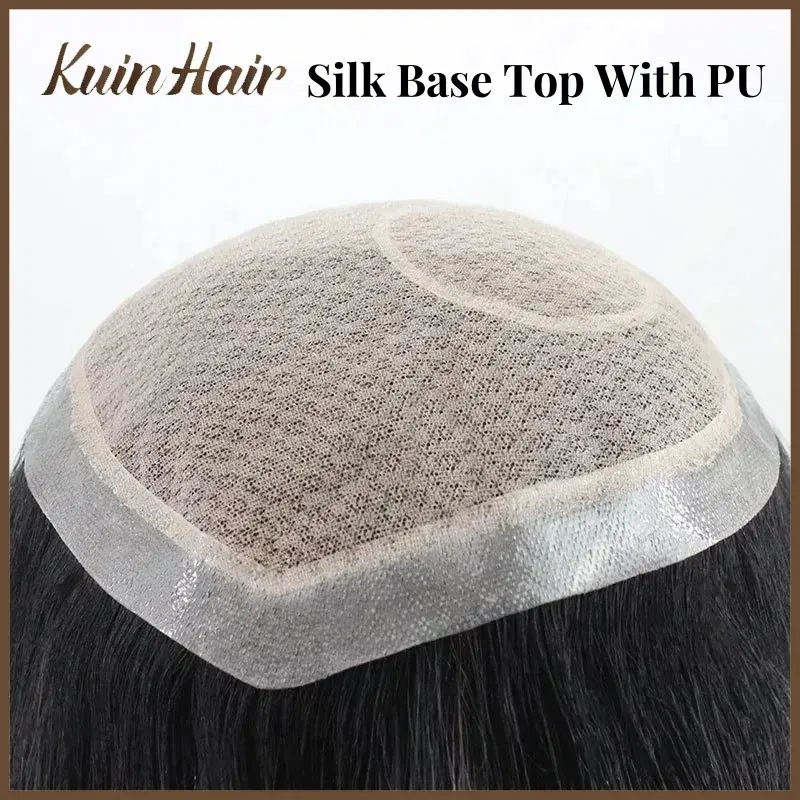 Toupee Color: 17#, Toupee Density: 80%, Length: 10 Inches - Silk Base Top With PU Men Toupee Male Breathable Men's Capillary Prosthesis 100% Real Natural Hair Replacement System Unit Wigs