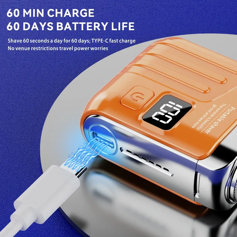 Color: Pink - Xiaomi Electric Smart Shaver Digital Display Mini Dual Blade Rechargeable Shaver Household Car Shaver Powerful Men's Gift Shaver