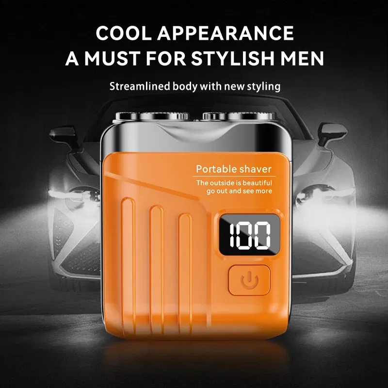 Color: Pink - Xiaomi Electric Smart Shaver Digital Display Mini Dual Blade Rechargeable Shaver Household Car Shaver Powerful Men's Gift Shaver