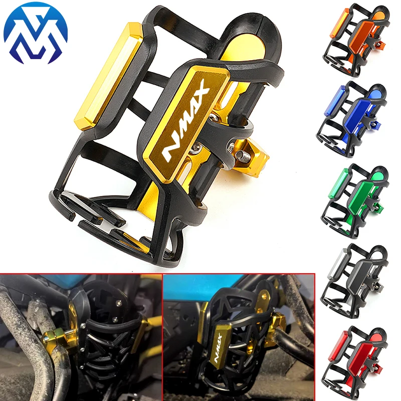 Color: Green - For YAMAHA NMAX 155 125 N-MAX 155 125 2015-2024 2023 Motorcycle CNC Accessories Beverage Water Bottle Cage Drink Cup Holder