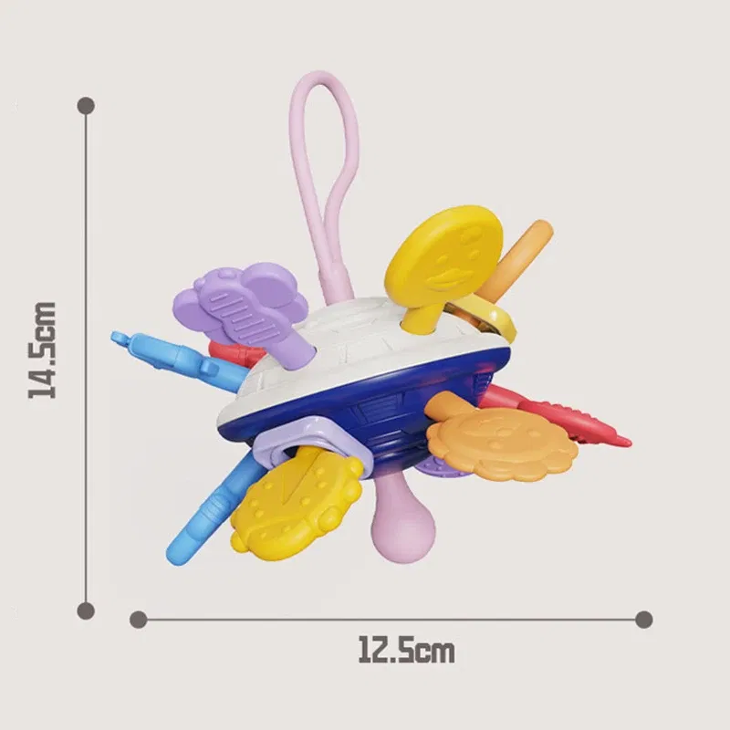 Color: DARK GRAY - Montessori Baby Toys 0 12 Months Rotating Rattle Silicone Teething Toys Ball Grasping Activity Development Baby Sensory Toy