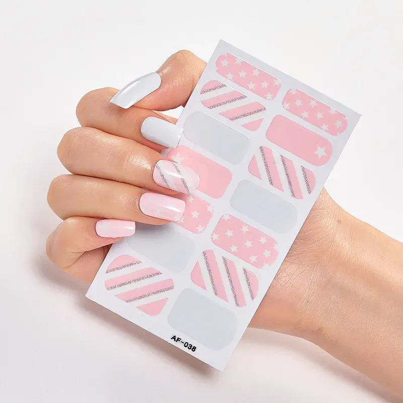 Color: Ice Blue - Nail Sticker set Self Adhesive Nail Sticker Nail Strips Nailart Sticker Sticker For Nails Foil Nail Art Stickers 2020 Shiny