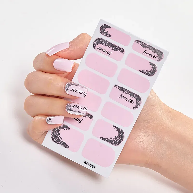 Color: Ice Blue - Nail Sticker set Self Adhesive Nail Sticker Nail Strips Nailart Sticker Sticker For Nails Foil Nail Art Stickers 2020 Shiny