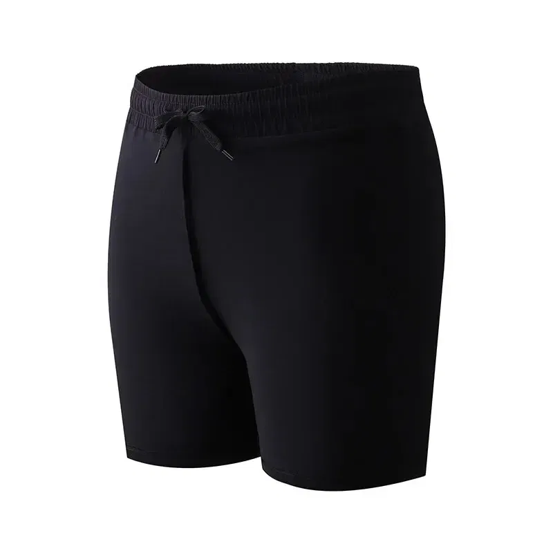 Size: 4XL, Color: Black - Summer High Quality Sports Double-layer Breathable Men's Running Fitness Belt Lined With Non-slip Loose Swimming Trunks