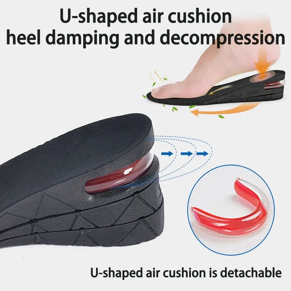 Color: Gold, Ships From: CHINA - Height Increase Insole Invisible Heightening Template Air Cushion Shoe Inserts Variable Height Insoles Adjustable Cut Foot Pad