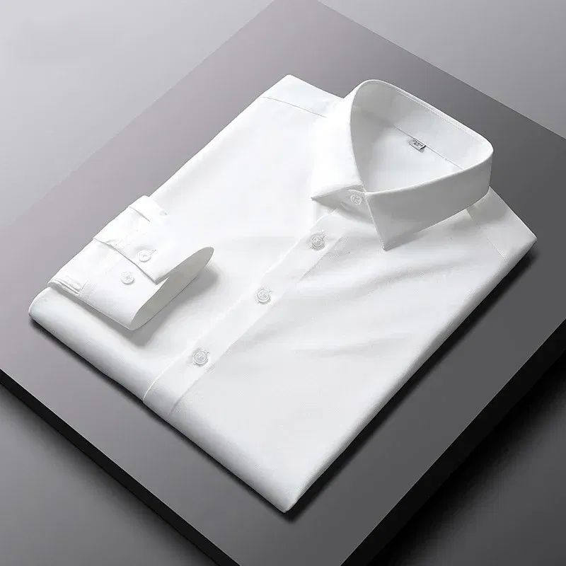 Color: Blue, Size: 4XL - Men's Casual and Fashionable Long Sleeved Solid Color Shirt Non Ironing and Wrinkle Resistant Business Top