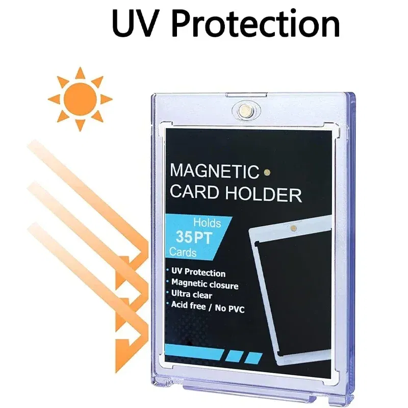 Color: black - 10-1Pcs 35PT Hard Magnetic Card Holder for Kpop Idol Photo Cards Protective Sports Trading Card Toploaders Sleeves Display Case