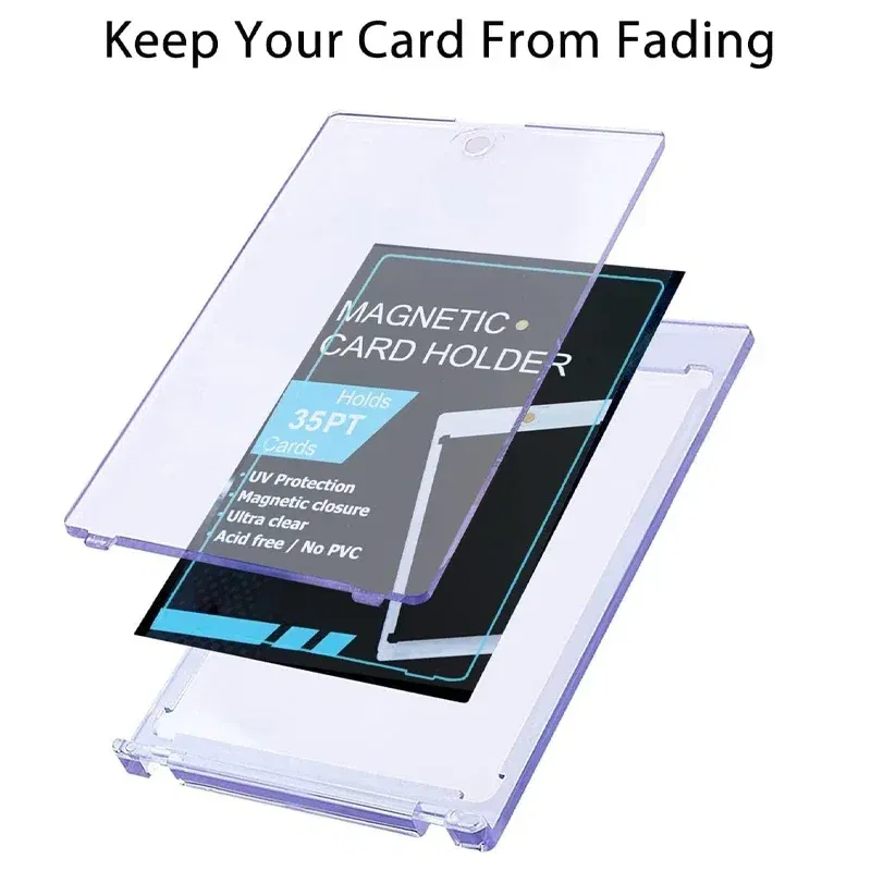 Color: black - 10-1Pcs 35PT Hard Magnetic Card Holder for Kpop Idol Photo Cards Protective Sports Trading Card Toploaders Sleeves Display Case