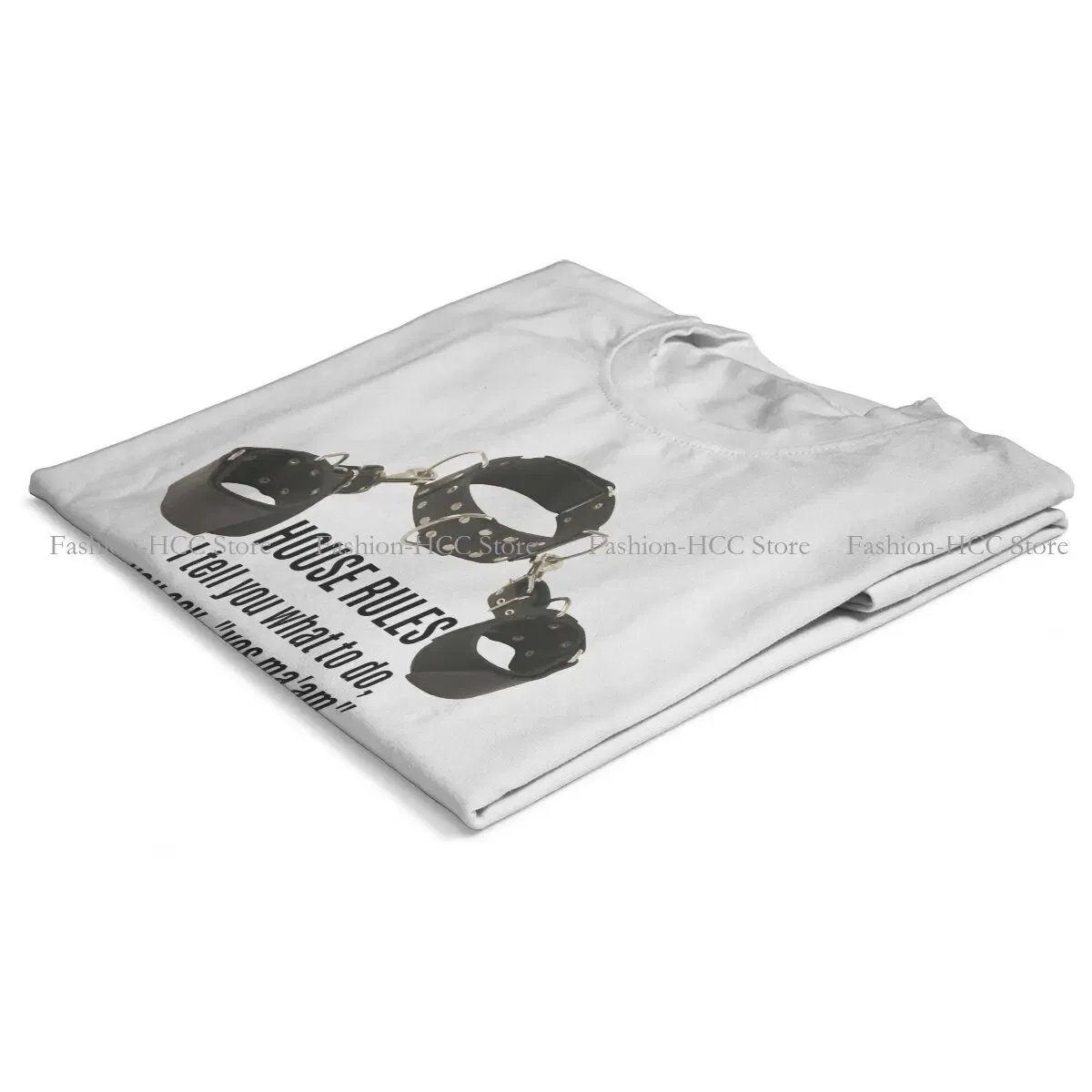 Color: WHITE, Size: XXL - BDSM Bondage Discipline Dominance Submission Polyester TShirts Collar Cuffs House Rules Female Print Homme T Shirt Hipster Tops