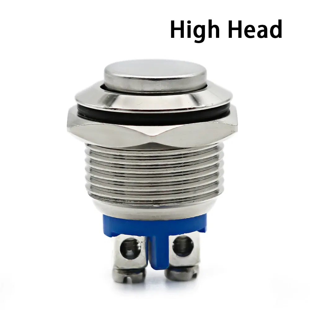 Color: Beige - 16mm 1NO High Flat Head Waterproof Momentary Reset Metal Push Button Switch Screw Terminal Car Engine Doorbell PC Power Switch