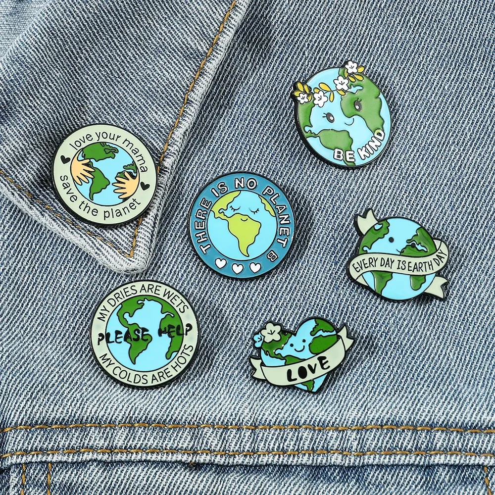 Metal color: Gold-color, Ships From: CHINA - Protect Your Home Enamel Pins "Save The Planet" Sign Green Wreath Home Brooch Protect Ecology Environment Accessories Badge