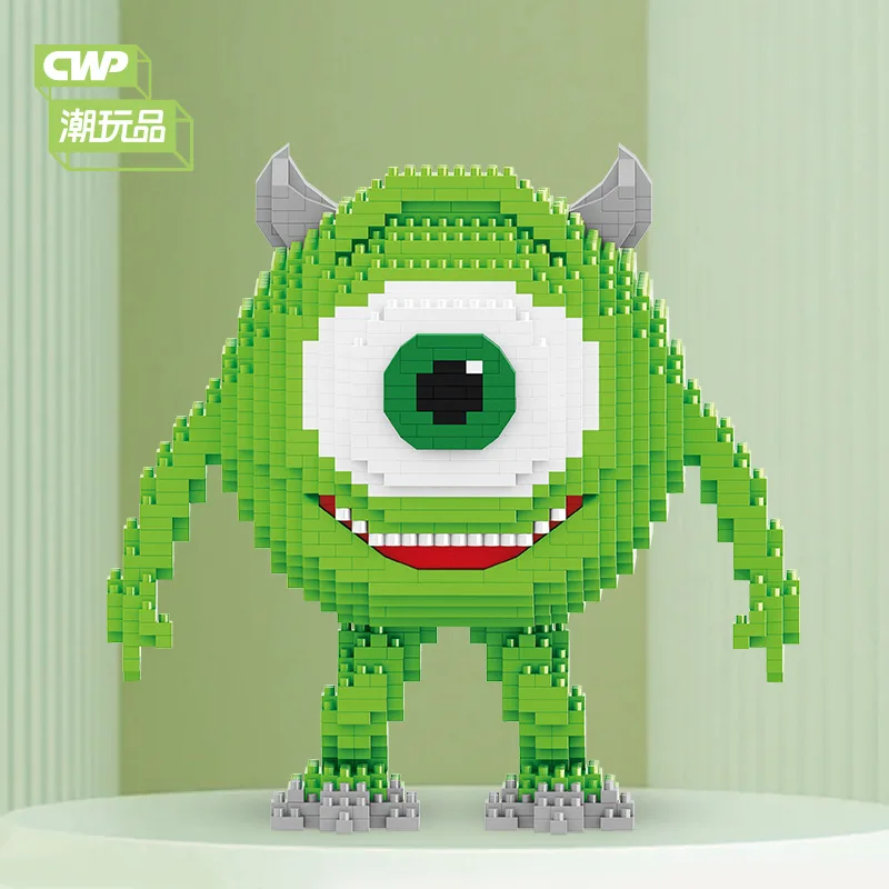 Color: green, Size: M - Monster University Micro Building Blocks James Mike Model Anime Diamond Mini Brick Figure Toy For Christmas Gift