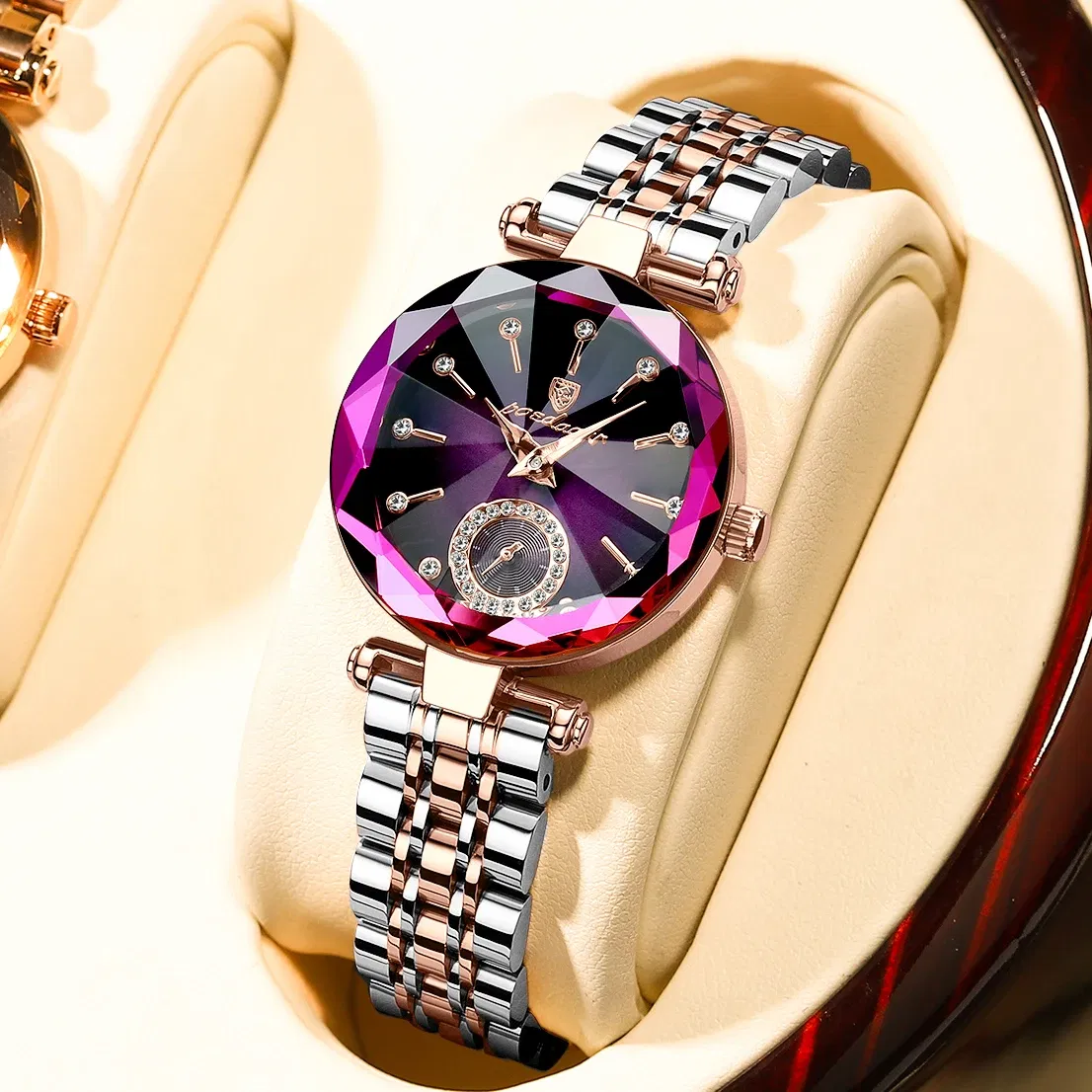 Color: Coffee - POEDAGAR Luxury Woman Wristwatch Elegant Waterproof Stainless Steel Watch for Ladies Dress Diamond Quartz Women's Watches Reloj