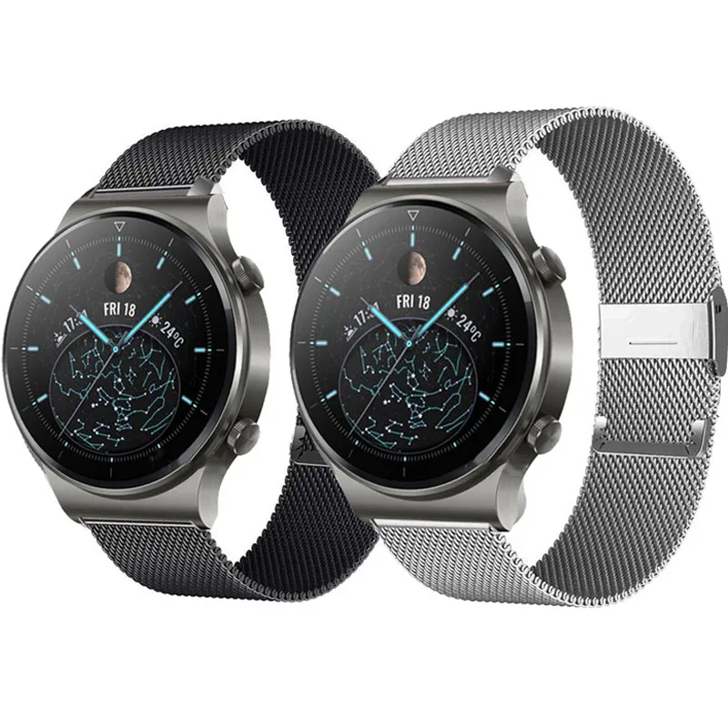 Color: PURPLE, Size: XXL - Bracelet For Huawei Watch GT 3 Pro 43mm 46mm Stainless Steel Watchband Huawei Watch GT 4 46MM Milanese Metal Bracelet