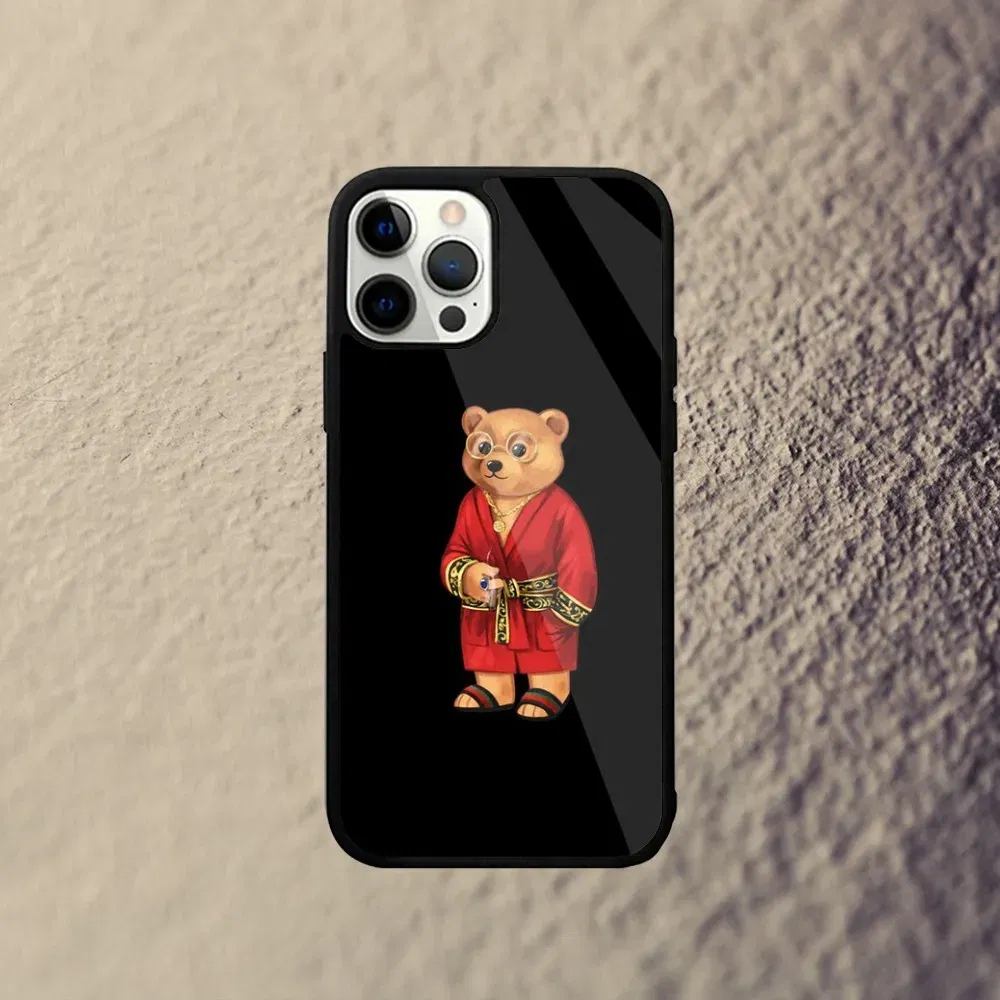 Color: Blue, Material: PU - Baron F-Filou Bear Fashion Phone Case For iPhone 15,14,13,12,11,Plus,Pro,Max Mini Magsafe Magnetic Wireless Charging