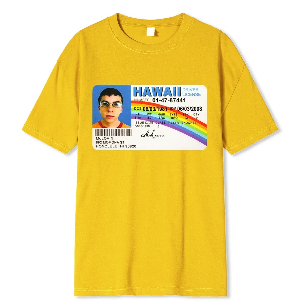 Color: Dark Grey, Size: XXXL - Homme t Shirt Summer Men t-Shirt Mclovin Id Card Superbad Geek Mens Cotton t-Shirt Unisex t-Shirt Teenagers Cool Soft Clothing
