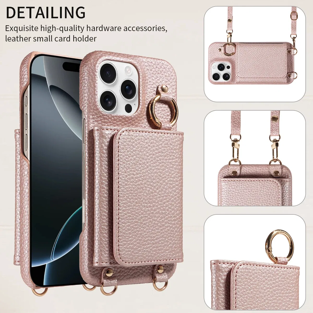 Color: Gold, Bundle: Case & Strap, Material: Artificial Leather, Compatibility by Model: iPhone 12 Pro - For IPhone16 15 Pro Max 14 13 12 Series PU Leather Magsafe Magnetic Wireless Charging Shockproof Crossbody Wallet Phone Case