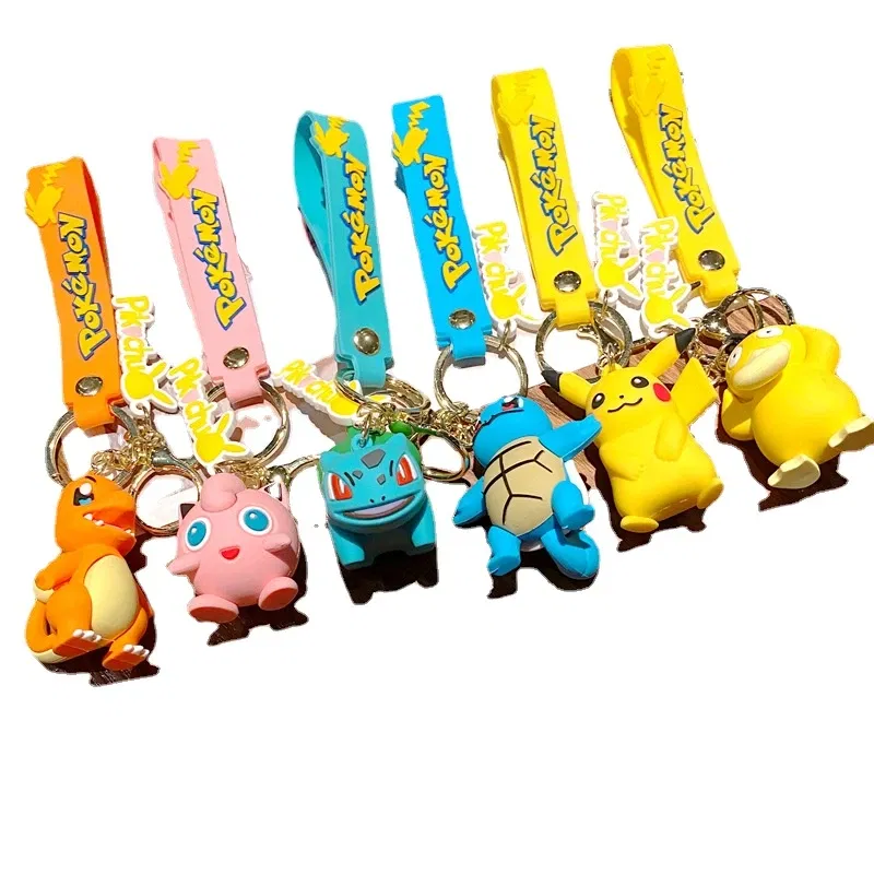 Color: GRAY, Size: 12cm - Pokemon Keychain Batch Pendant Pokemon Keyring Cute Pikachu Doll Bag Car Pendant for Birthday Kids Gift Toys Charm Bulk Gourd