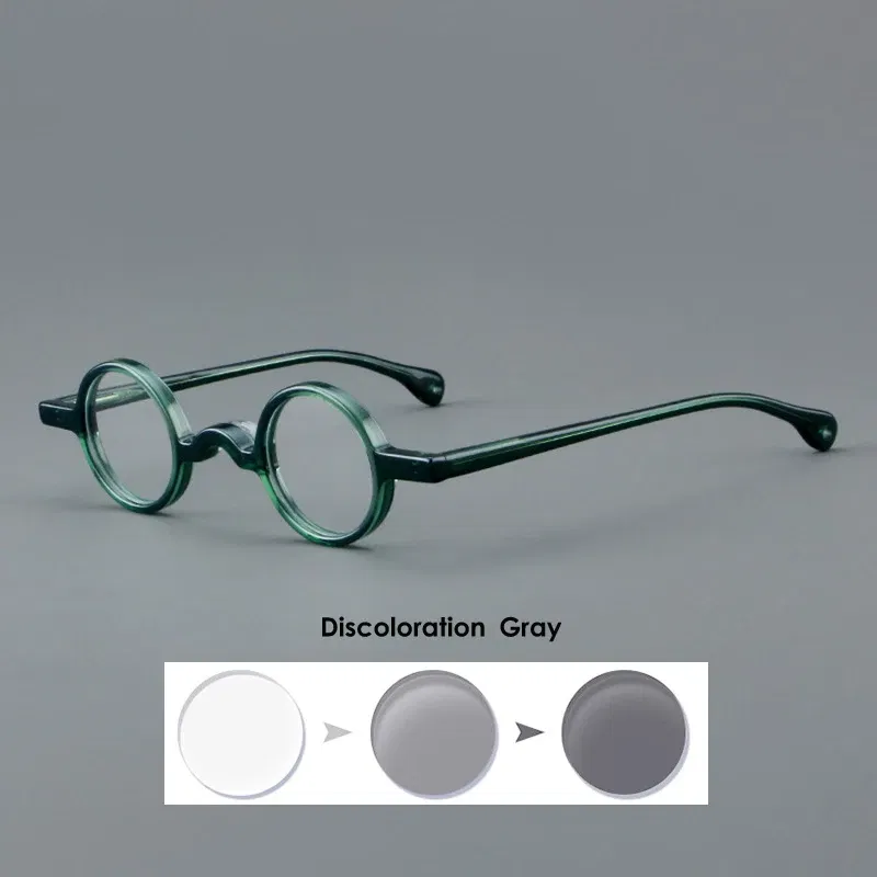 Frame Color: Pink, Eye Prescription: +75 - VCKA Photochromic Acetate Myopia Glasses Men Retro Small Round Frames Women Custom prescription Anti-Blue Eyewear -0.5 TO -10