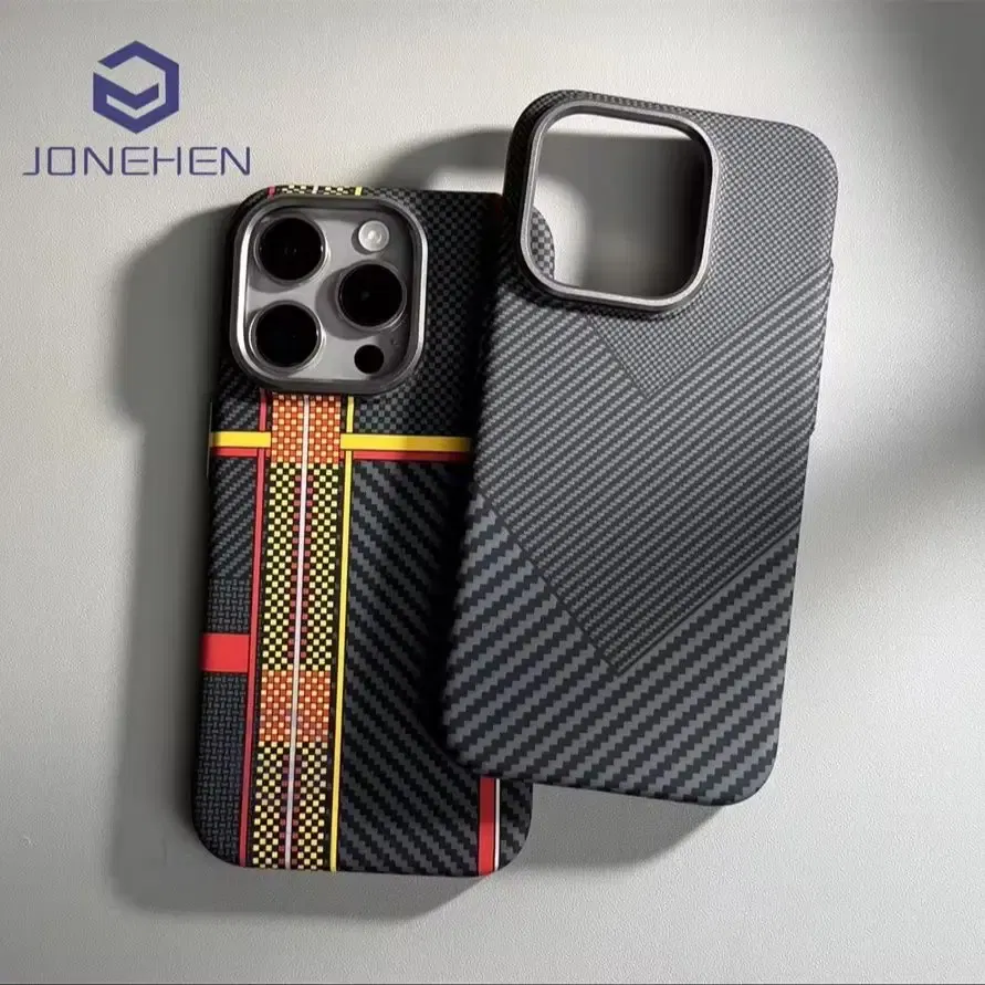 Color: Dark Grey, Material: PP - Luxury Alloy Lens Personalized Pixel 3D Relief Carbon Fibre Pattern Case For iPhone 13 14 15 16 Pro Max Slim Cover For Magsafe