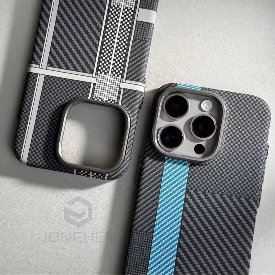 Color: Dark Grey, Material: PP - Luxury Alloy Lens Personalized Pixel 3D Relief Carbon Fibre Pattern Case For iPhone 13 14 15 16 Pro Max Slim Cover For Magsafe