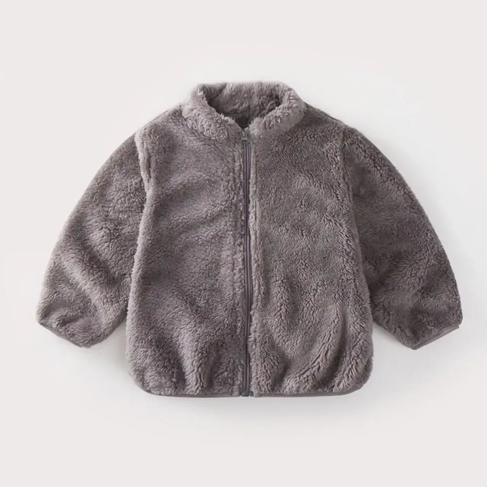 Color: SKY BLUE, Kid Size: 6T - Solid Color Fashion Children Plush Coat Autumn Winter Warm Baby Girl Boy Casual Jacket Greatcoat Kids Clothing Toddler Outerwear