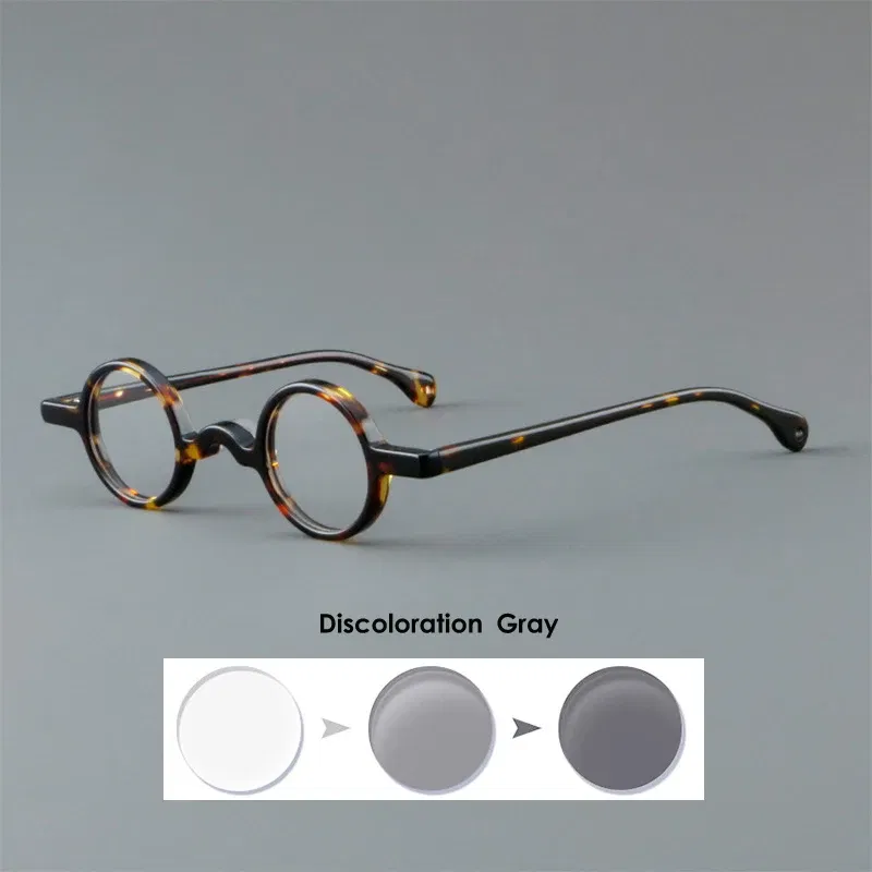 Frame Color: WHITE, Eye Prescription: +50 - VCKA Photochromic Acetate Myopia Glasses Men Retro Small Round Frames Women Custom prescription Anti-Blue Eyewear -0.5 TO -10