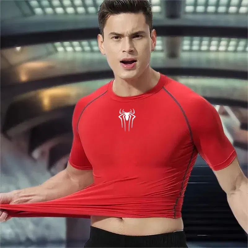 Color: Brown, Size: S - Printed Men's Athletic Compression Shirts Athletic Quick Dry Breathable Rash Guard Athletic Tight Workout Tops Summer Men