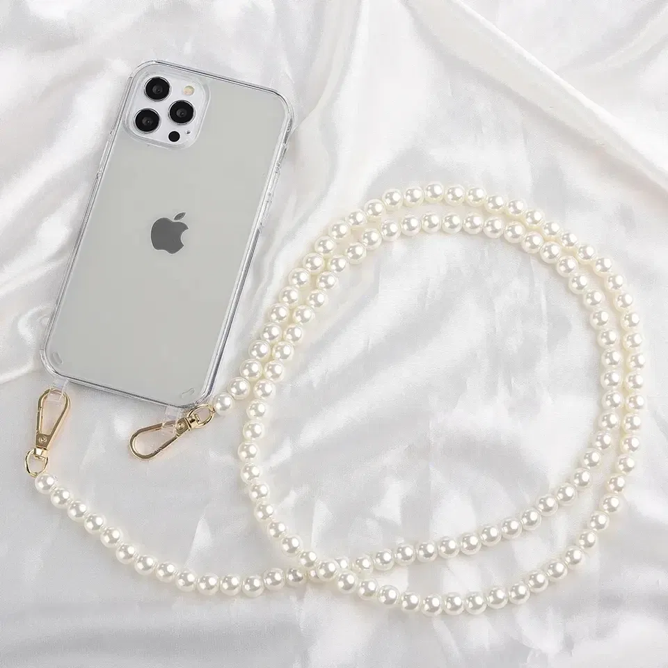 Color: Claret, Bundle: Case & Strap, Material: Cotton Fabric - Crossbody Lanyard Necklace Pearl Bracelet Phone Case with Chain for Iphone 13 12 14 Pro Max 15 X XS 6S 7 8 Plus Cover with Strap