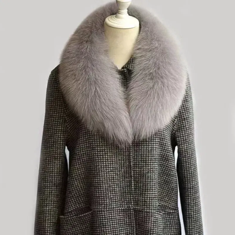 Color: LIGHT GRAY, Size: XS?€old?‰ - Winter Real Fox Fur Collar Woman Furry Natural Raccoon Fur Scarf Shawls Luxury Neck Warmer Wraps For Coat Fur Scarves Large Size