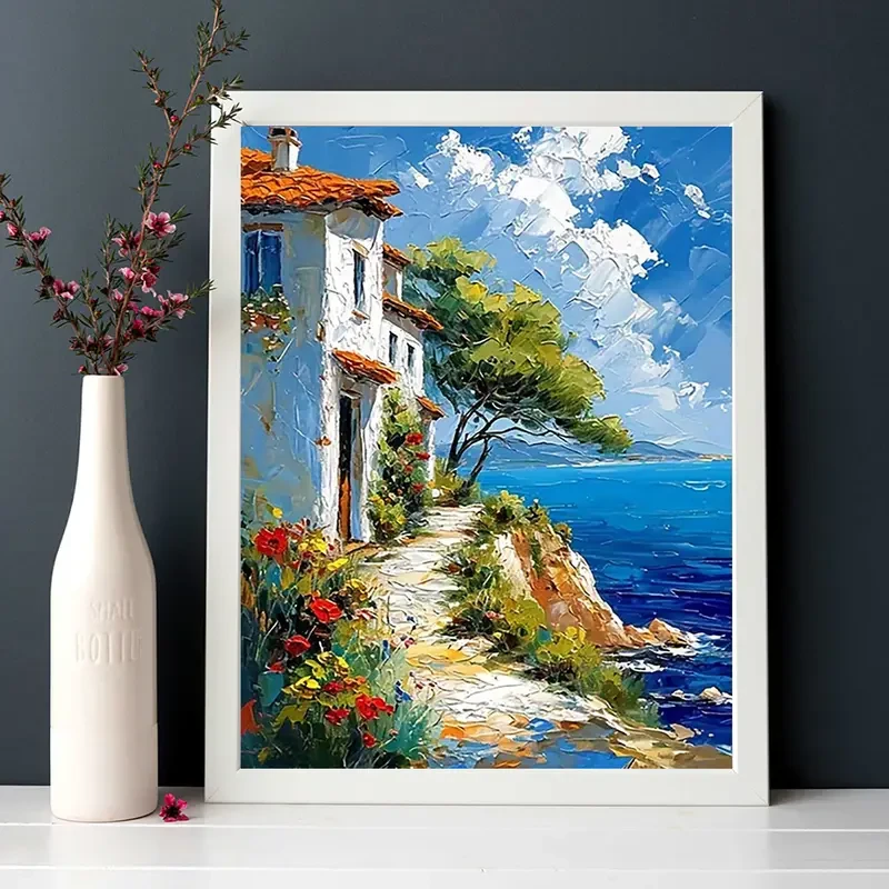 Coastal Town Scenery Canvas Print Poster