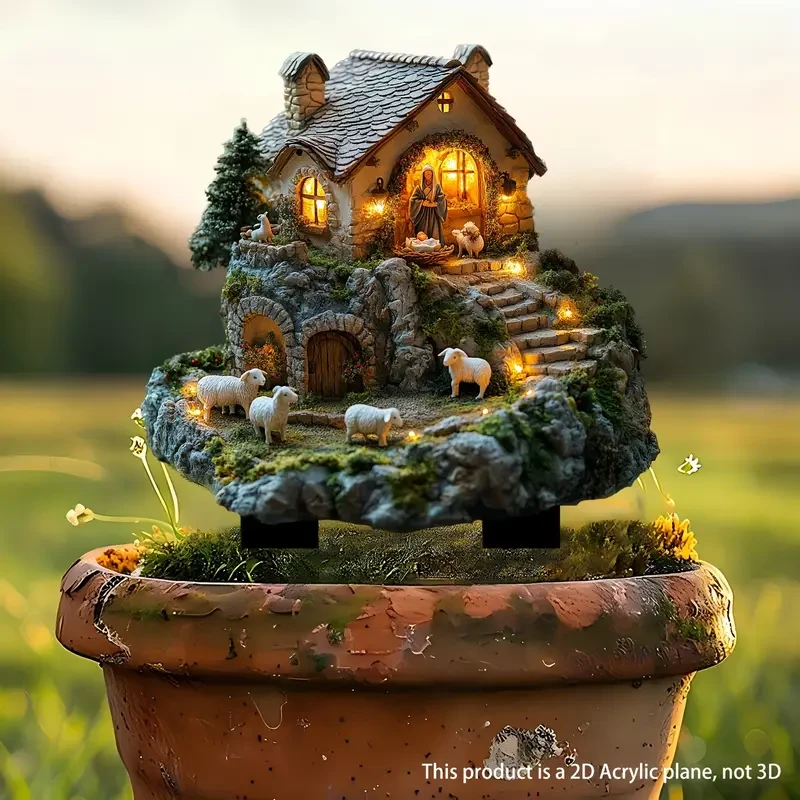 Classic Nativity Scene Acrylic Garden Sign 29.97cm x 22.35cm